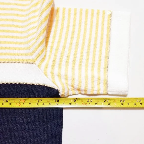St. John Sport by Marie Gray Vintage Navy & Yellow Stripe Santana Knit Top Sz S - Picture 9 of 11